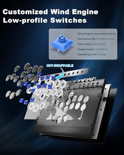 Haute42 Leverless Controller Arcade Stick: Magnetic Leverless Arcade Stick with RGB Rims,Premium Black Haute42 C16 Arcade Controller for PC/PS3/PS4/Switch Game with Lock Button Support Hot Swap & SOCD