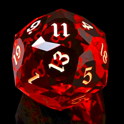 1PCS Multifaceted Glass D20 DND Dice - 28mm 20 Sided Gem D&D Dice for Dungeons and Dragons, RPG, Roleplaying Games MTG Table Games, Handmade Polyhedral Dice(Glass Red) - color: Multifaceted D20 Glass-red