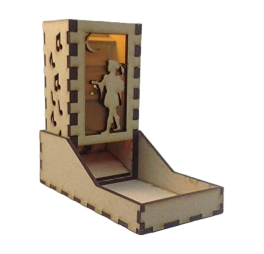 Bard Mini Dice Tower v1 Neon Orange Acrylic Window Laser Cut MDF Unique Gift