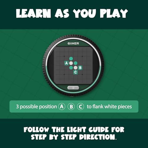 GiiKER Super Reversi Electronic Board Game with AI, 500 Challenges | Smart handheld logic puzzle for kids and adults, 3 game modes, portable travel play