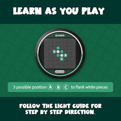GiiKER Super Reversi Electronic Board Game with AI, 500 Challenges | Smart handheld logic puzzle for kids and adults, 3 game modes, portable travel play