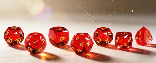 Crystal Amethyst Polyhedral Dice Set for DND (7-Piece) - Hand-Polished Gemstone Gaming Dice for Dungeons and Dragons & Tabletop RPGs, with Gift Case - color: Sj-004