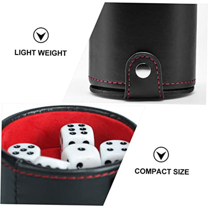 WOONEKY 1set Leather Dice Shaking Cup Lid Professional Dice Storage Container for Games Pu Leather Double-Layer Design for Family Entertainment and Travel