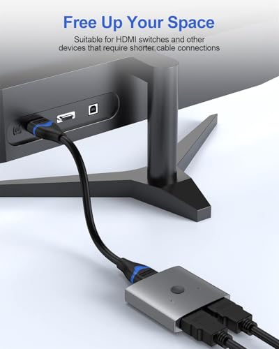 Short HDMI Cable 2FT, 4K HDMI Cable 2 Foot High Speed HDMI 2.0 Cord 4K@60Hz, 2K@144Hz, 1080P@240Hz, HDR, 3D, ARC for TV Box, Switch, Laptop, HDTV, Monitor, PS5/PS4, Xbox - size: 2FT