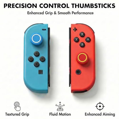 20PCS Optimized Silicone Thumb Grips & Joystick Caps for Nintendo Switch/OLED/Lite JoyCon Controllers Accessories | 10 Colors, Anti-Slip, Anti-Scratch & Enhanced Gaming Experience