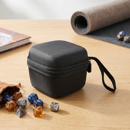 Dice Storage Case, EVA Dice Bag with Zipper, Portable Dice Holder Box for Dice Tray Dice Organizer Dice Container for Tabletop Games-Black