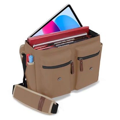 ENHANCE Designer Edition DnD Bag - RPG Player's Dungeons and Dragons Messenger Bag Fits Player's Handbook, Binders, Dice - color: Tan