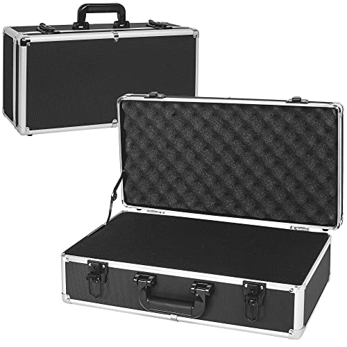 20 Inch Hard Carrying Case Ideal for Wireless Mic System Storage & Camera Gear Transportation, Aluminum Alloy Sturdy Build, Customizable Pre-Diced Foam, Black - size: Inner：19.6''X 9.6''X 5.6''