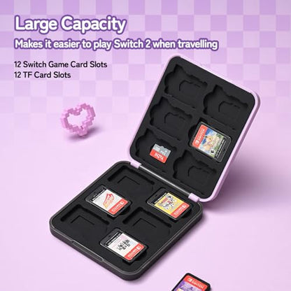 Kuitmor Switch Game Card Case Compatible with Switch 2 (2025) Portable Game Holder Cartridge Case for NS 2 with 12 Game Card Slots, Purple