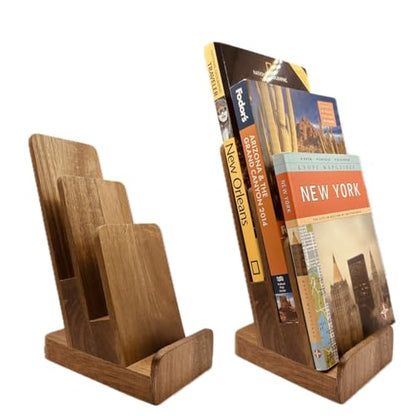 Distinguished 3-Tier Acacia Wood Literature Holder, Trifold Brochure Holder, Flyer Holder, Postcard Display and Countertop Wooden Display Stand [Pack of 1] - style: Acacia 1-Pack
