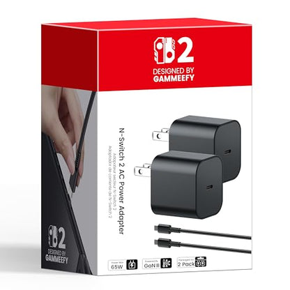 2Pcs 65W Switch 2 Charger with 10FT/3M Cable - GaN3 AC Power Adapter for Nintendo Switch/OLED/Lite & Steam Deck/OLED, Original Quality, Supports 4K TV Mode, PD3.0 Fast Charger for PS4 Controller, Galaxy - size: 2pcs 10FT/3M