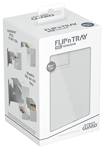 Ultimate Guard Flip'n'Tray 100+, Deck Case for 100 Double-Sleeved TCG Cards + Dice Tray, White, Independent Magnetic Closure & Microfiber Inner Lining - color: White