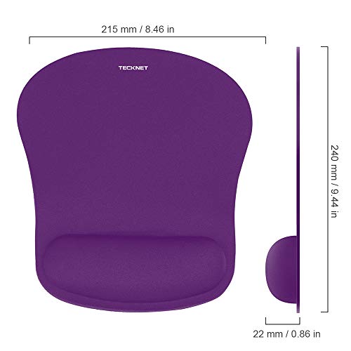 TECKNET 2 Pack Gaming Ergonomic Mouse Pad with Wrist Support Purple | Soft Memory Foam, Fast Rebound, Pain Relief，Waterproof Surface, Non-slip Base - color: PURPLE