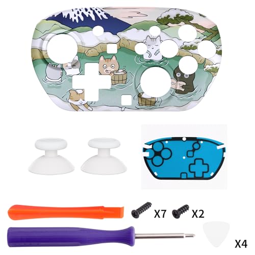 eXtremeRate DIY Replacement Faceplate Shell for Nintendo Switch 2 Pro Controller, Custom Front Housing Case, Thumbsticks and Screwdriver Tools for Switch 2 Pro Controller - Hot Spring Kitties - color: Hot Spring Kitties