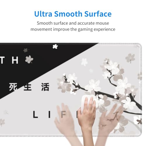 Extended Gaming Mouse Pad, Large Gaming Mouse Waterproof with Stitched Edges, Non-Slip Desktop Pad for Home and Office, Level Up Your 31.5x11.8 Inch… (Black and White Life) - color: Black and White Life