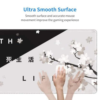 Extended Gaming Mouse Pad, Large Gaming Mouse Waterproof with Stitched Edges, Non-Slip Desktop Pad for Home and Office, Level Up Your 31.5x11.8 Inch… (Black and White Life) - color: Black and White Life