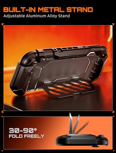 SUPCASE Dockable Case for Nintendo Switch 2, [Foldable Aluminum Alloy Stand] [Military-Grade Protection] [Exclusive Hinge Joy Con Quick Release] Case Shell Accessories Compatible with Switch 2, Black