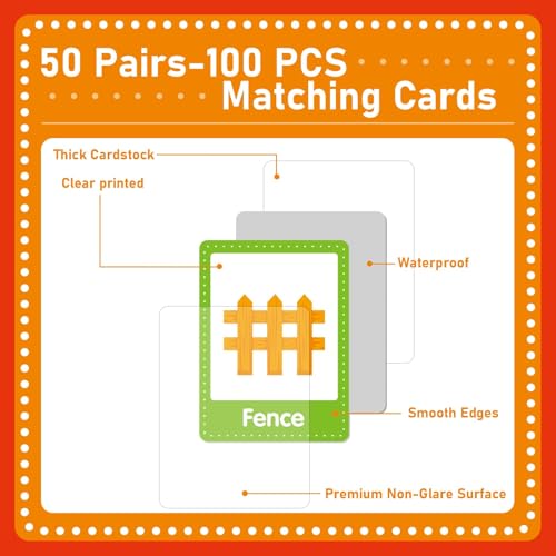 gisgfim 100 PCS Fall Memory Matching Game Thanksgiving Happy Fall Concentration Memory Games for Kids Educational Ages 3-8 A Fun & Fast Autumn Theme Memory Matching Games - style: Happy Fall