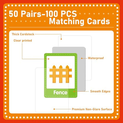 gisgfim 100 PCS Fall Memory Matching Game Thanksgiving Happy Fall Concentration Memory Games for Kids Educational Ages 3-8 A Fun & Fast Autumn Theme Memory Matching Games - style: Happy Fall
