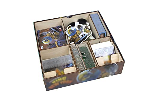 The Broken Token Game Organizer Compatible with King of New York - Wooden Game Organizing Box with Multiple Trays