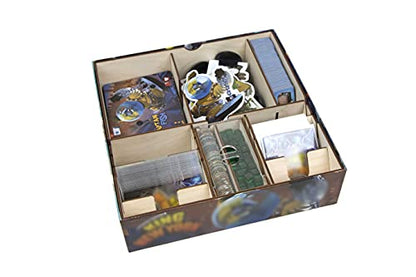 The Broken Token Game Organizer Compatible with King of New York - Wooden Game Organizing Box with Multiple Trays