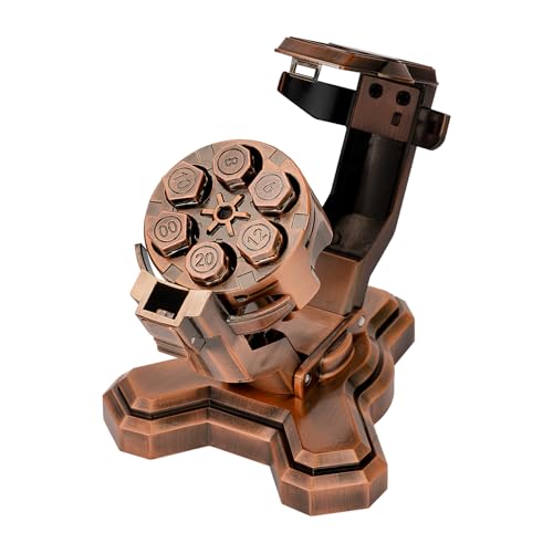 Metal Bullet Dice Set with Spinning Revolver Cylinder Holder for DND, Tabletop Games(Copper) - color: Copper