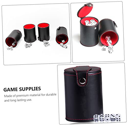 KESYOO Leather Double-Layer Dice Cup Set for Game Supplies PU Leather Storage Container Dices for Bar and KTV Fun