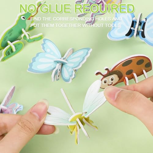 LOMIMOS 50Pcs Educational 3D Cartoon Puzzle for Kids,Insect and Animal Learning Educational Paper Puzzle Toy for DIY Crafts Birthday Party Favor Gifts. - style: Insects and animals