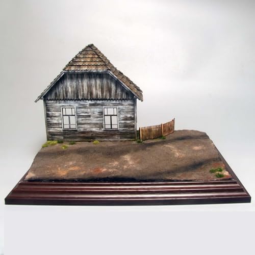 DYNWAVE 1/35 Scale Wooden House Building Model Kit, Unpainted DIY Architecture Model for Micro Landscape and Sand Table Layout