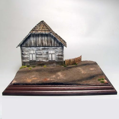 DYNWAVE 1/35 Scale Wooden House Building Model Kit, Unpainted DIY Architecture Model for Micro Landscape and Sand Table Layout