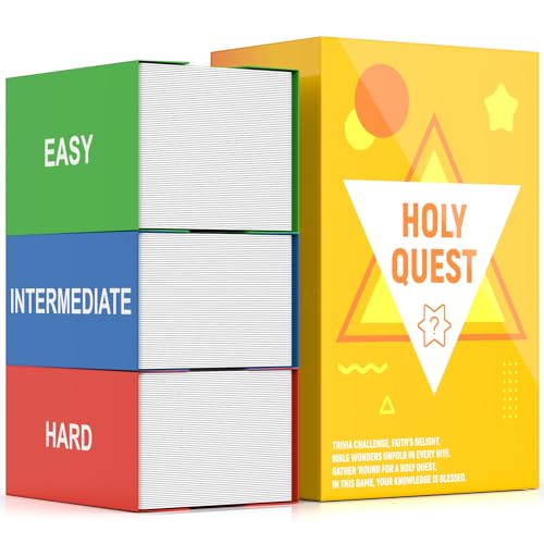 HOLY QUEST, A Fun Bible Trivia Game, Extra Value 400 Cards Pack with 6 Engaging Categories, Perfect for Bible Study, Youth Groups and Church Gatherings, Great Christian Game for Adults and Family