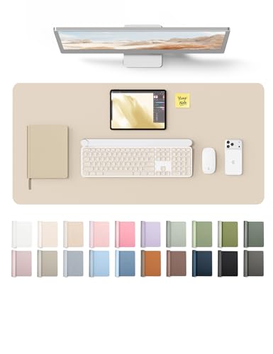 YSAGi Leather Desk Pad Protector, Large Mouse Pad, Non-Slip PU Leather Desk Blotter, Waterproof Writing Pad for Office and Home (31.5" x 15.8", Eggshell) - color: Eggshell, size: 31.5" x 15.8"