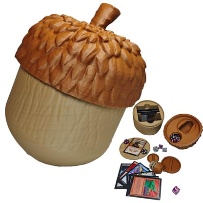 Nut Shaped Commander Deck Box 100+ with Built-in Life Counter & Dice Tray, MTG Card Storage Case, Unique Nature Squirrel Theme Tabletop Gaming Accessories Gifts