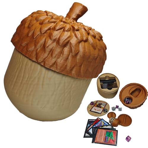 Nut Shaped Commander Deck Box 100+ with Built-in Life Counter & Dice Tray, MTG Card Storage Case, Unique Nature Squirrel Theme Tabletop Gaming Accessories Gifts