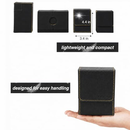 MTG Deck Box with Commander Display Window (Black&Yellow, 1 window) | Holds 120 Single/100 Double-Sleeved Cards, Fit MTG/PTCG/OPTCG Cards, Strong Magnet, PU Leather, With 2 Dividers & 1 Toploader - color: Black and Yellow