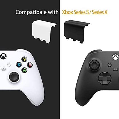 KELIFANG Replacement Battery Cover Door Compatible with Xbox Series X, Xbox Series S Controller (2020), Battery Back Shell Repair Part Compatible with Xbox Wireless Controller (Black, White) - color: Black+White