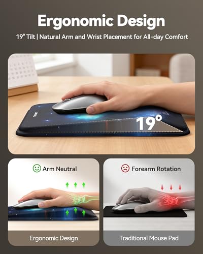 Ergonomic Mouse Pad with Wrist Rest, Mousepad with Wrist Support with Built-in Memory Foam and Ergonomic Slope Design Relieves Carpal Tunnel Syndrome Pain，Desk Computer Office Gaming Mouse Pads - color: Universe