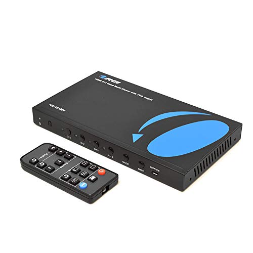 OREI 4x1 Quad Multi Viewer Switch - 1080p IR 3.5mm/Analog HDMI 1.4 HDCP 1.4 | Multiviewer, HDMI Switch 4x1 – 5 Display Modes, VGA Output, LPCM 2CH Audio, 4.95Gbps, Auto Input Detection - style: 4x1 Multiviewer - 1080p with VGA