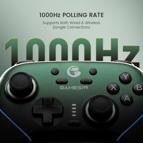GameSir Super Nova Wireless Gaming Controller for PC/Switch/iOS/Android, Hall Effect Stick & Trigger, RGB Lighting, Swappable ABXY, Detachable Faceplate, 1000mAh with Charging Dock - Green - color: Green