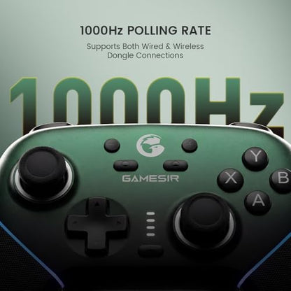 GameSir Super Nova Wireless Gaming Controller for PC/Switch/iOS/Android, Hall Effect Stick & Trigger, RGB Lighting, Swappable ABXY, Detachable Faceplate, 1000mAh with Charging Dock - Green - color: Green
