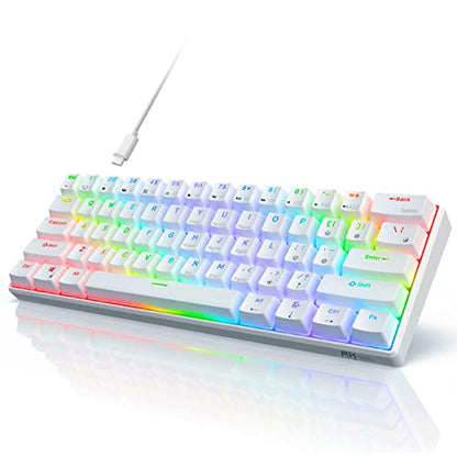 RK ROYAL KLUDGE RK61 Wired 60% Mechanical Gaming Keyboard Programmable QMK/VIA RGB Backlit 61 Keys Ultra-Compact Hot Swappable Brown Switch White - color: White, size: Hot-Swappable Brown Switch