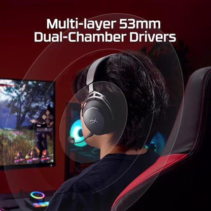 HyperX Cloud Alpha 2 – Wireless Gaming Headset with 53mm Dual-Chamber Drivers and up to 250 Hours Battery Life, RGB Base Station, Simultaneous 2.4GHz & Bluetooth - Black