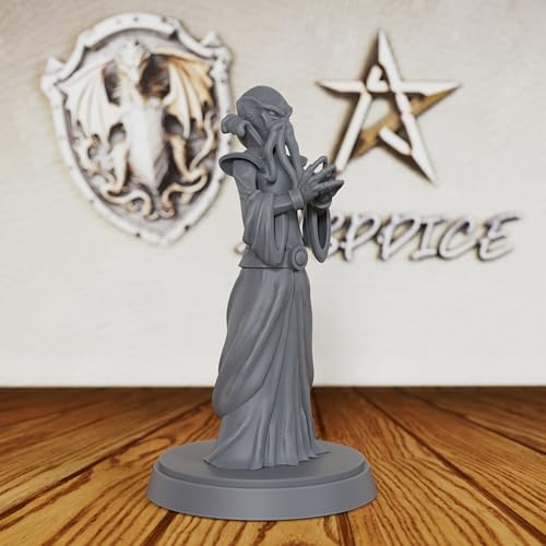 AUSPDICE Mindflayer Monster, 28mm Tabletop Unpainted DND Miniatures-AS234 | Fantasy Role Playing Figurine for Dungeons and Dragons, TTRPG Games, Psionic Encounters, Horror Scenarios and RPG Accessories