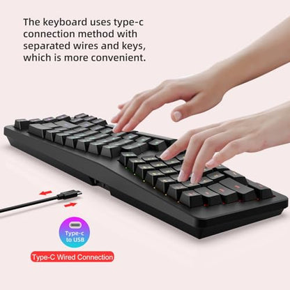Rgbs Illuminateds Wireds Keyboards with Engraveds ABS Keycaps 25 Rollover Quiet Typing for Computers Ergonomic Gaming Keyboards