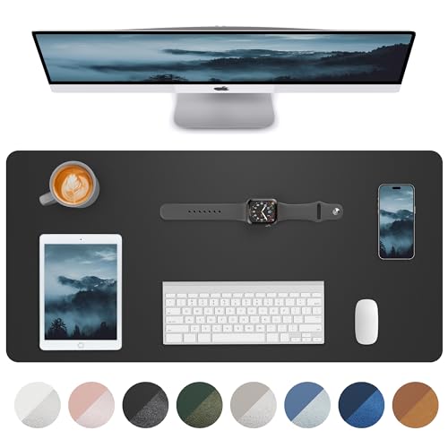 Non-Slip Desk Pad,Mouse Pad,Waterproof PU Leather Desk Protector,Ultra Thin Large Desk Blotter,Waterproof Keyboard mat for Office/Home/Decor(Black 23.6" x 13") - color: Black, size: 23.6" x 13"