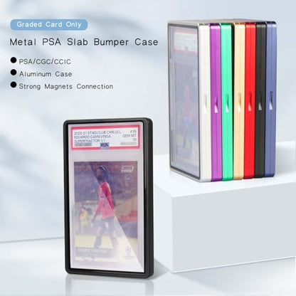 PSA Slab Bumper Case, Metal Graded Cards Slab Magnetic Protector for 35pt PSA/CGC/CCIC Graded Cards|Scratch Resistant | Stackable | UV Resistant | Purple - color: Purple