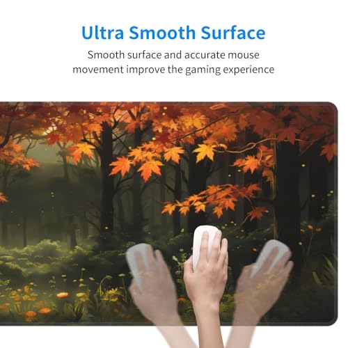 Large Gaming Mouse Pad Desk Mat, Dark Forest Extended Keyboard Mouse Pad Mousepad with Non-Slip Base and Stitched Edge Mouse Mat Desk Pad Mouse Pads for Desk Home Office, 31.5 x 11.8 - color: Dark Forest