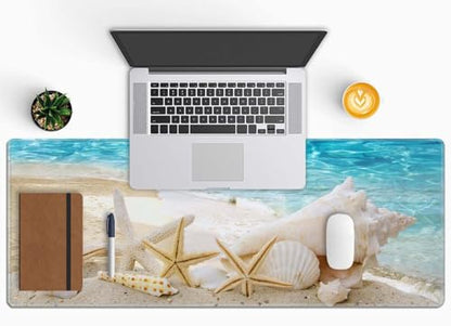 Starfishes Beach Gaming Mouse Pad, Extended Large Mouse Mat Desk Pad, Big Computer Keyboard Desk Pad, Stitched Edges Mousepad, 3mm Thick Long Non-Slip Rubber Base Mice Pad, 31.5 X 11.8 Inch - color: Starfishes Beach
