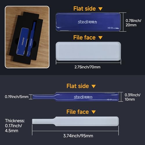 stedi Hobby Model Polishing Tools 2 PCS, Precision Glass Polishing Files #600-800 Grits, Anti-Slip Comfortable Grip for Gundam, Scale Military Model, 3D Resin Parts (Upgrade 2PCS - A) - style: 2PCS #600-800 Grits