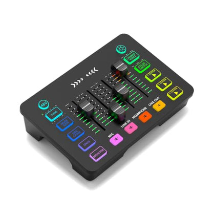 4K Video Capture Card with Audio Mixer, 1080P 60fps Streaming, 4K Zero-Latency Loop Out, XLR/48V Phantom Power, Voice Changer, RGB, 4 Faders, Plug & Play for Gaming/Podcast/Recording